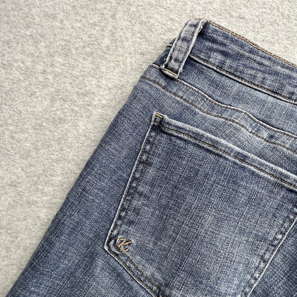 Kut From The Kloth Straight Leg Jeans Women's 12 Blue Med Wash Denim Distressed - Picture 7 of 14